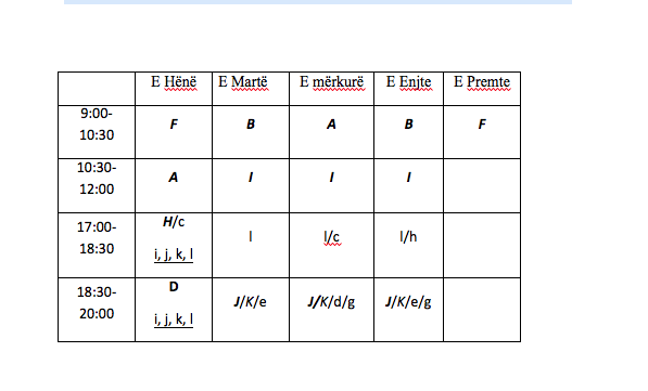 2018-2019 Orari i Institutit Konfuci në Universitetin e Tiranës